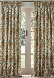 Cray Pencil Pleat, Stone/Clay - Ready Made Curtains